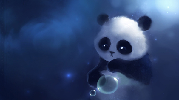 水彩插画之气泡熊猫