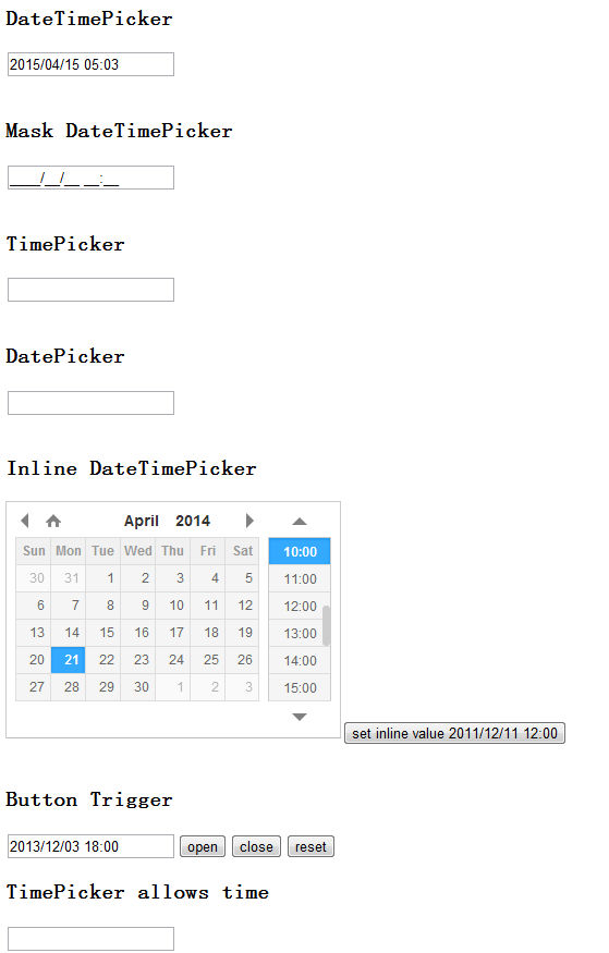 HTML特效Query日期和时间插件