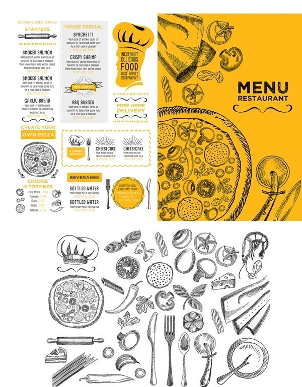 餐具底纹及排版菜单图片