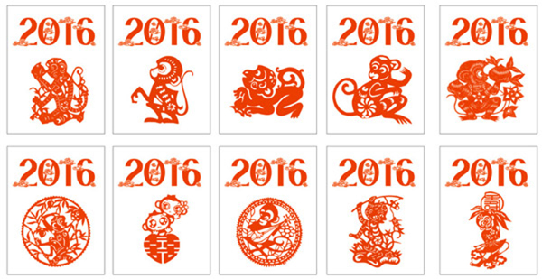 2016猴年猴子剪纸