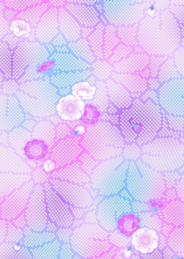 日式紫蓝樱花菊花底纹