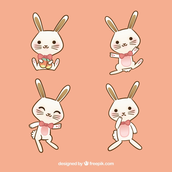 可爱的复活节中秋节小白兔素材