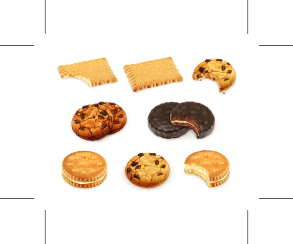 8款美味饼干设计矢量图片
