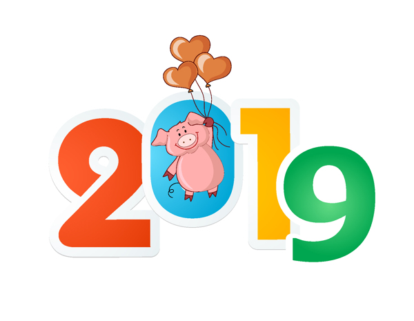 卡通清新小猪2019新年元素