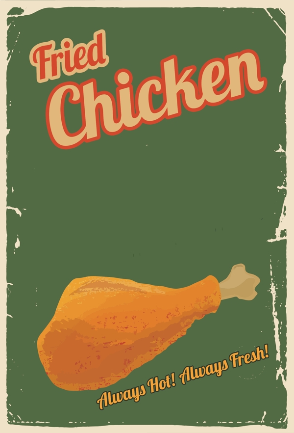 美味炸鸡手绘插画海报背景素材