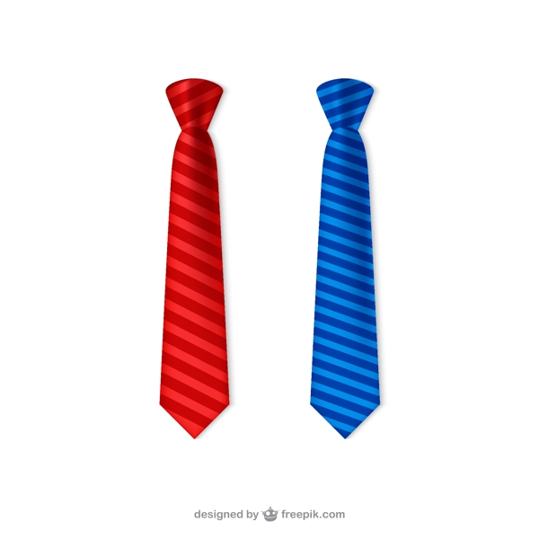 红色和蓝色条纹领带矢量图