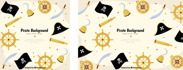 各种海盗装饰元素插图背景