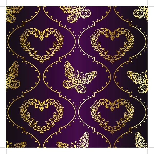 装饰的金色和紫色的壁纸