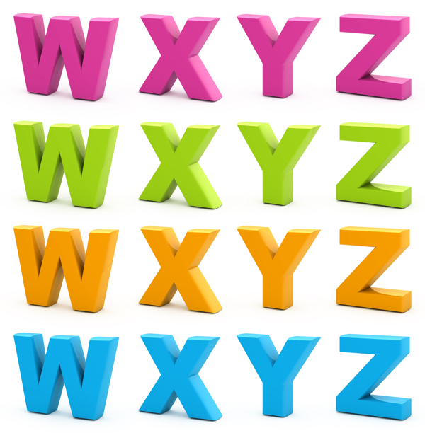 彩色立体WXYZ字母图片