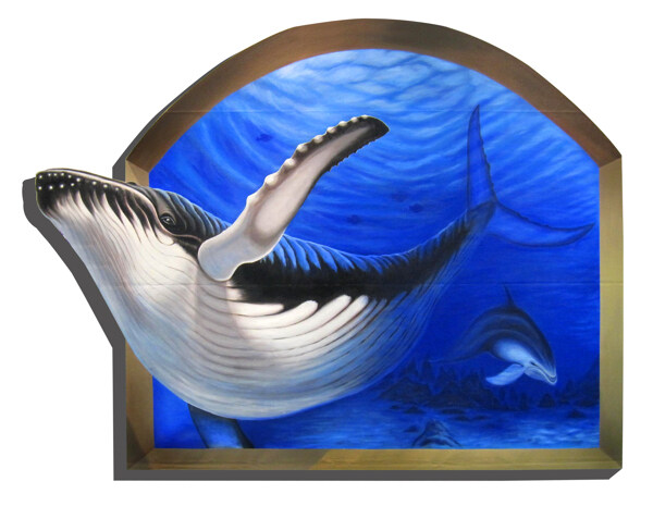 3D立体海底海豚戏水背景图
