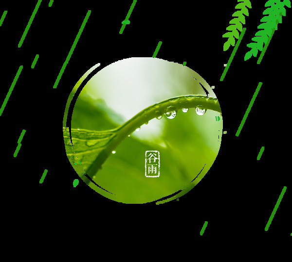 绿色谷雨水滴元素设计