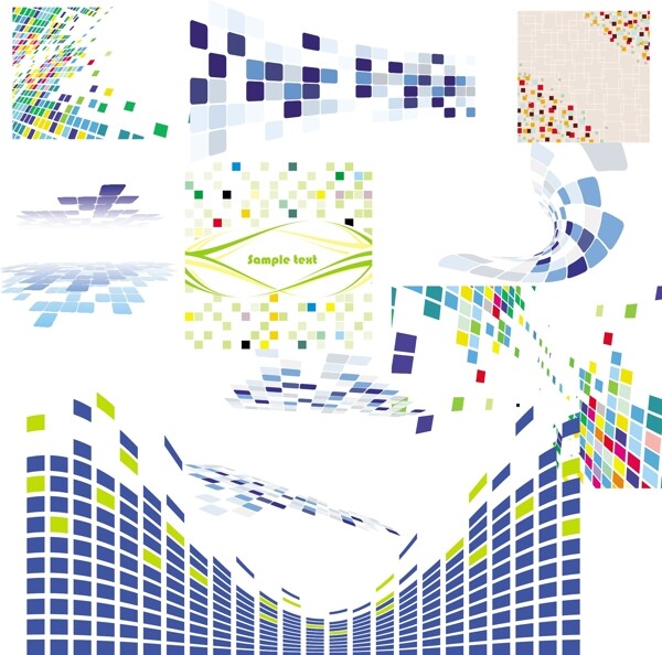 9款方块排列组合矢量素材