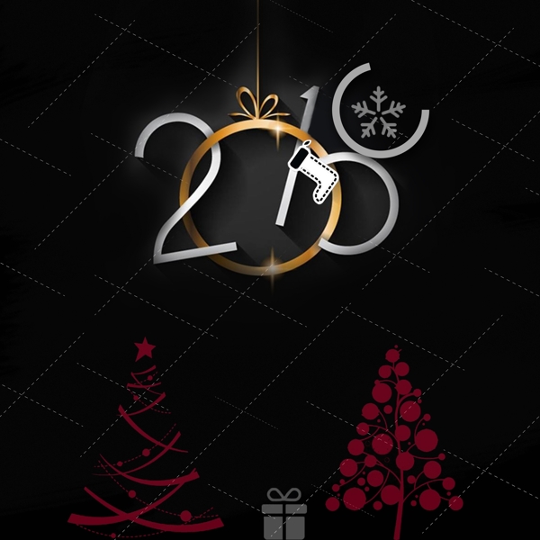 黑色2018黑色喜庆圣诞雪花树