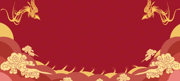 中式婚礼狂欢中国风红anner背景