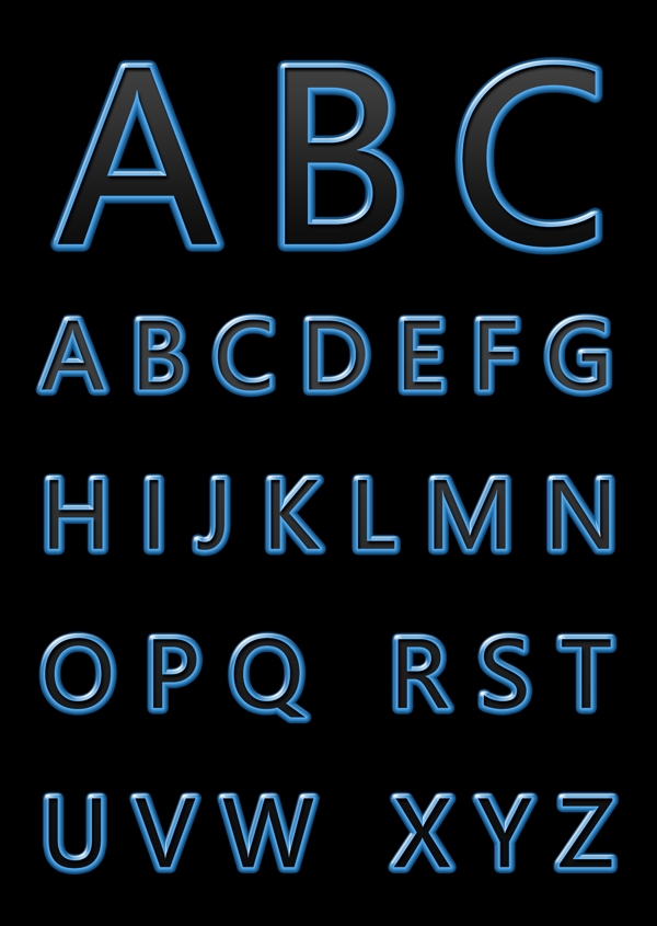 蓝色ABC英文字母