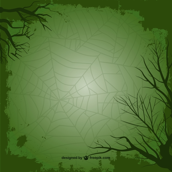 绿色背景与蜘蛛网络万圣节