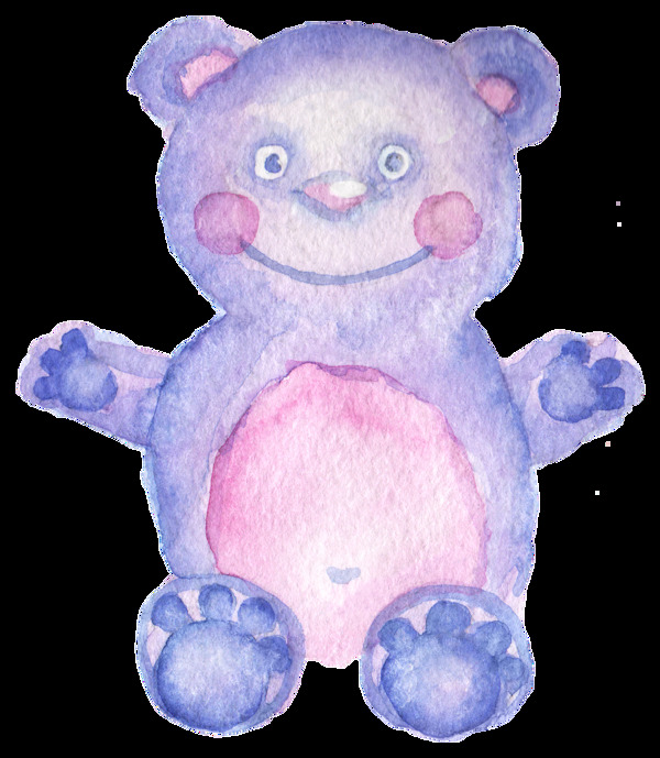 紫色大熊卡通透明素材