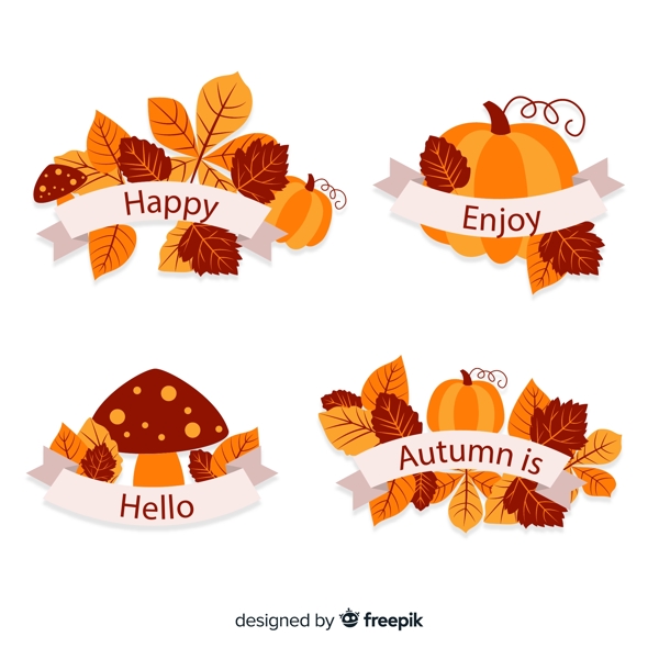 秋季树叶标签矢量图片