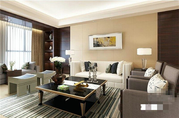 MAX现代客厅沙发组合场景设计3D模型