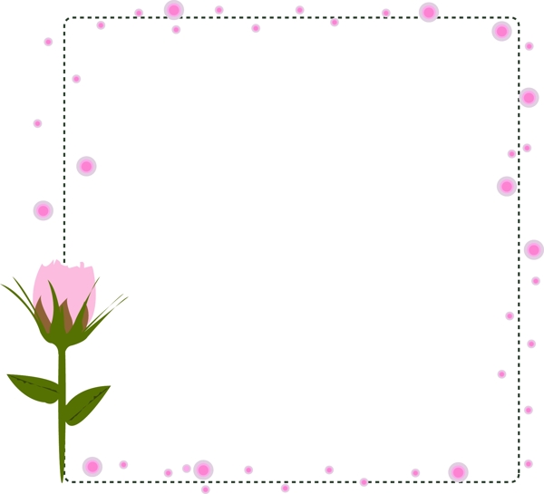 粉色花枝装饰边框
