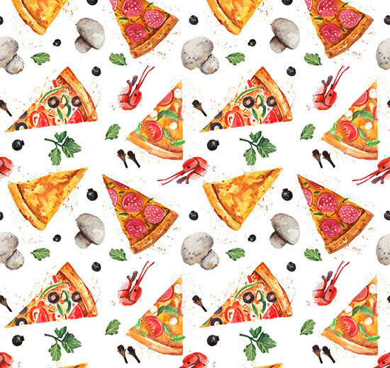 披萨和蘑菇背景矢量素材A