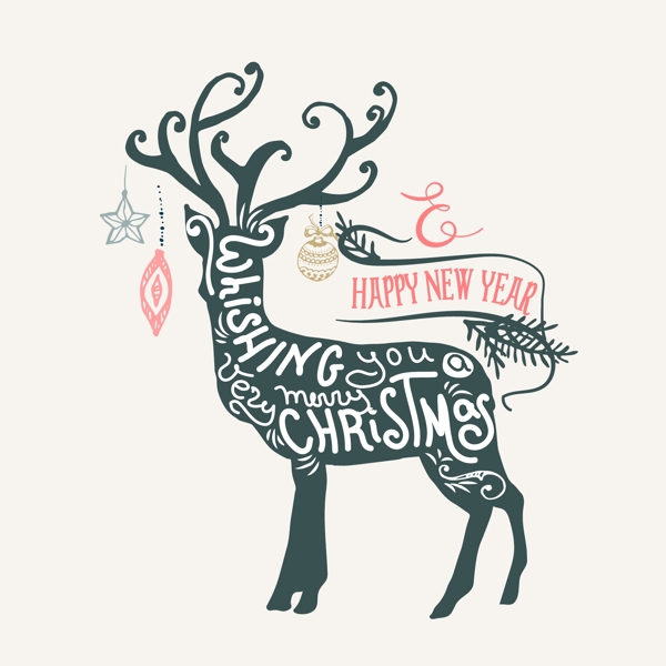 圣诞麋鹿花纹底纹元素