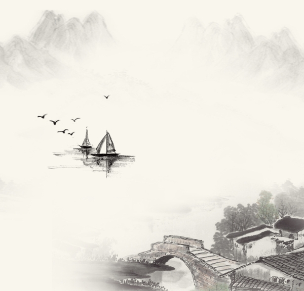 中国风复古山水背景素材