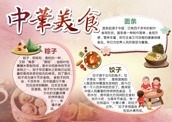 原创质感中华传统美食小报手抄报