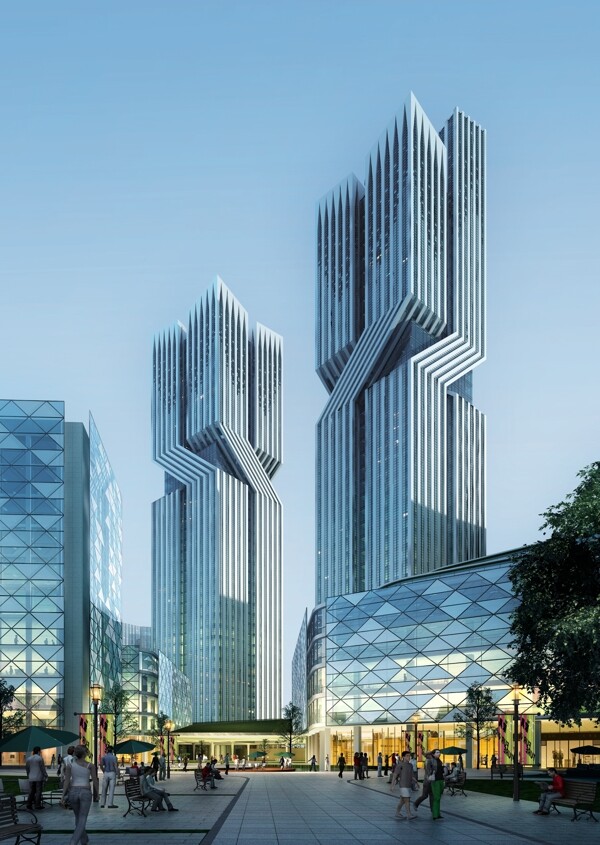 城市创意建筑物效果图PSD分层素材