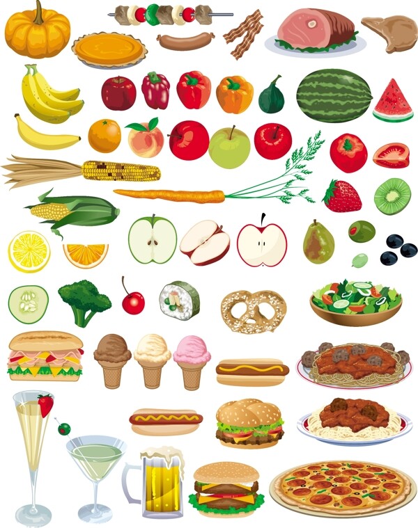 水果和蔬菜食品矢量素材