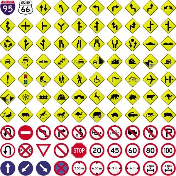 高速公路实用标识矢量素材