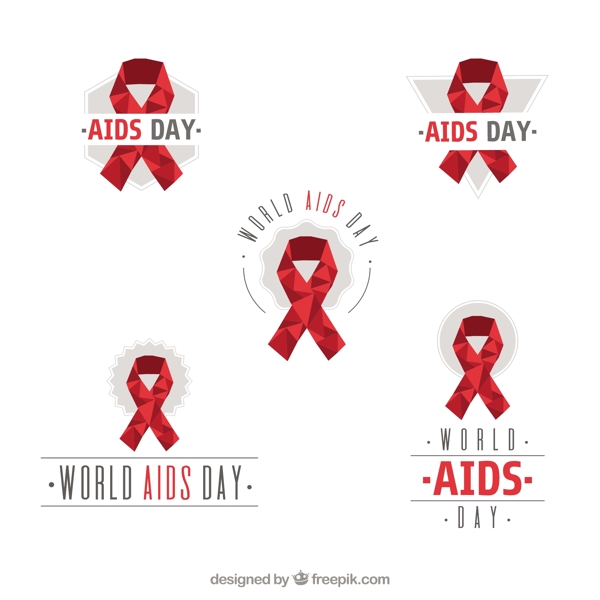 世界爱滋病日多边形丝带收集