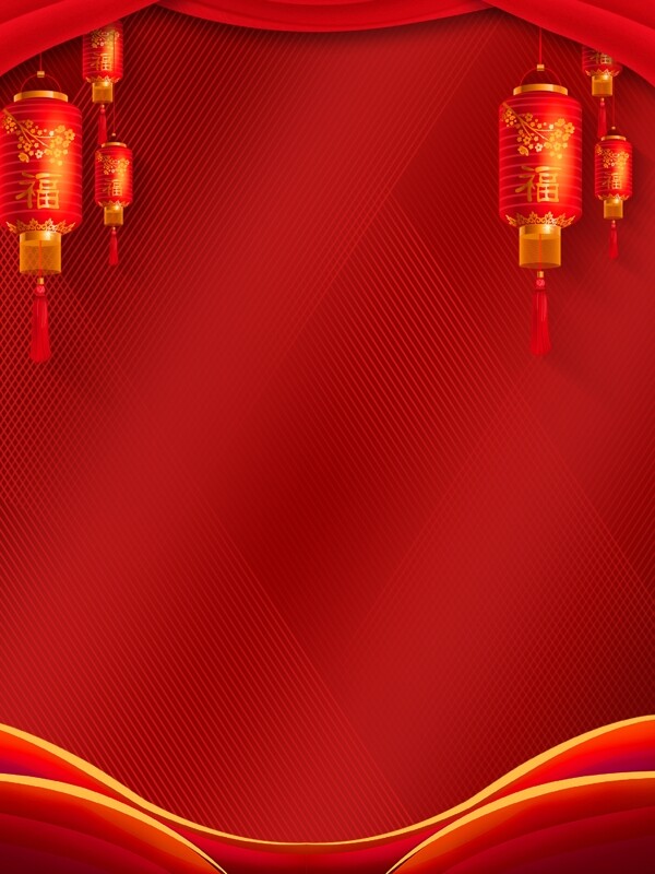 简约中国风红色猪年春节背景设计