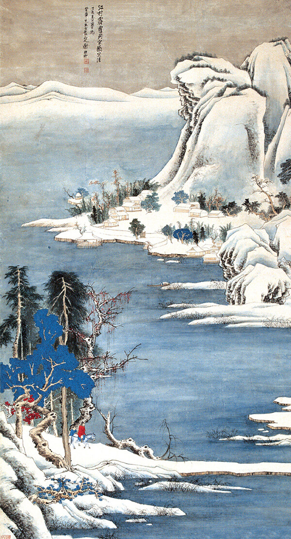 雪景画山水树美景图