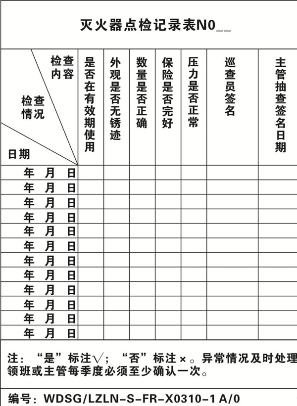 灭火器点检卡