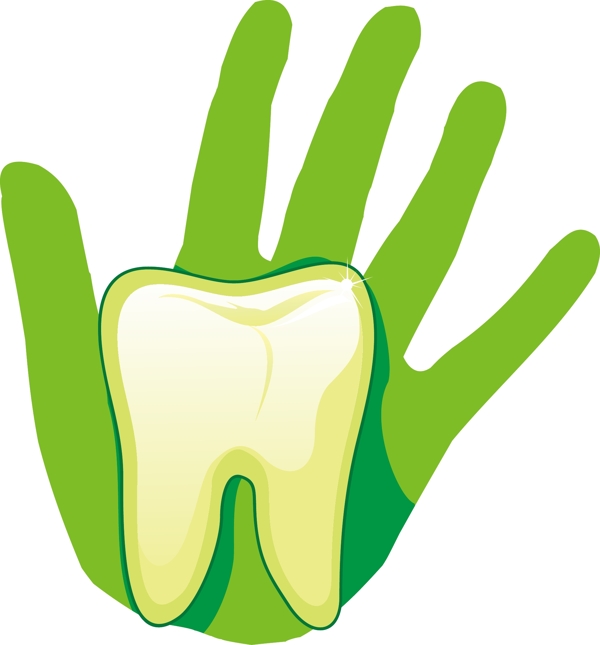 绿色手掌与牙齿图标矢量素材
