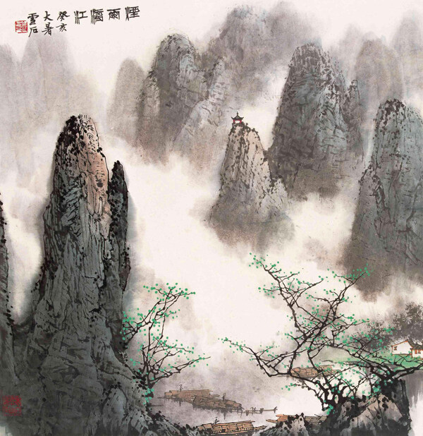 烟雨漓江图片