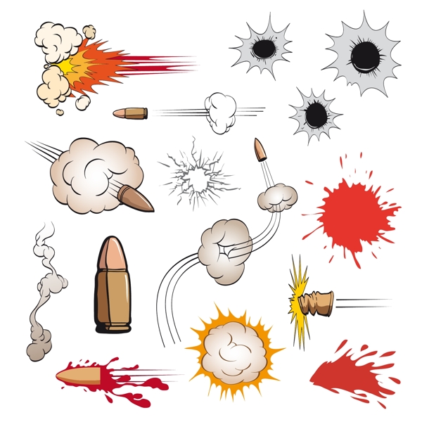 卡通漫画爆炸子弹矢量素材