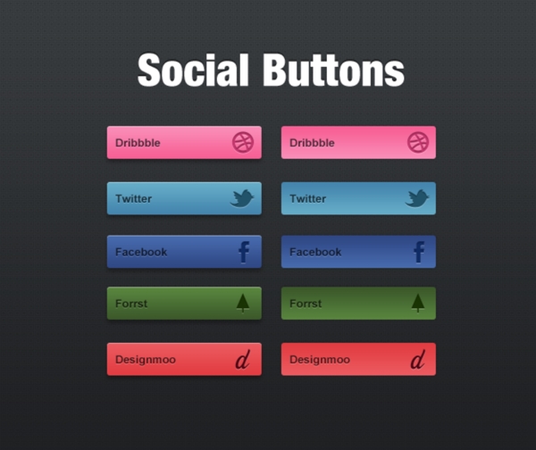 5新鲜的社交媒体图标按钮PSD素材