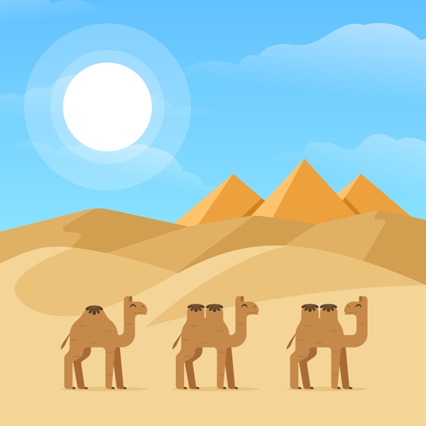 沙漠骆驼插画
