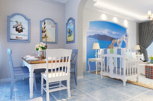 地中海田园餐厅室内装饰装修效果图