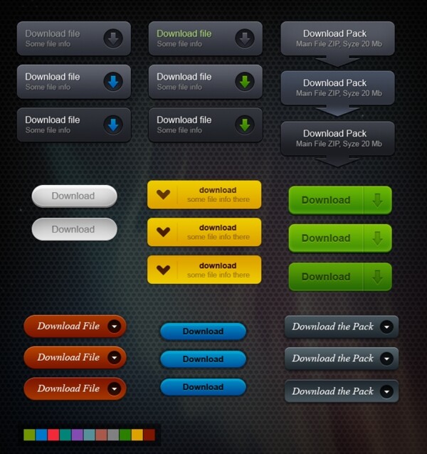 精致网页下载按钮psd分层素材