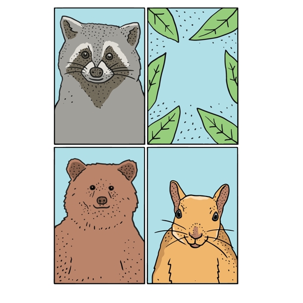 手绘卡通动物背景图
