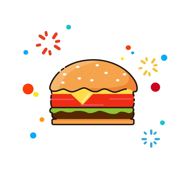 MBE卡通手绘汉堡可爱食物美食