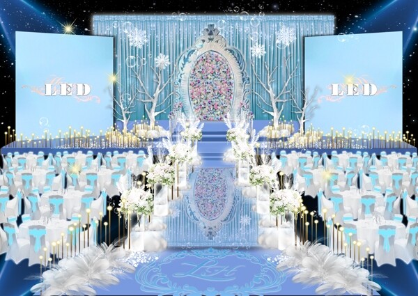 蓝色冰雪婚礼效果图