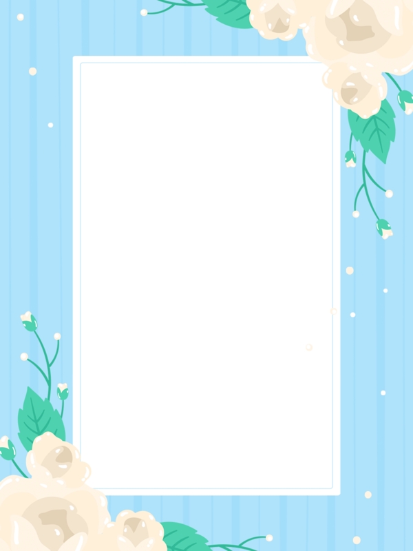 蓝色木纹文艺花朵花瓣画框背景图
