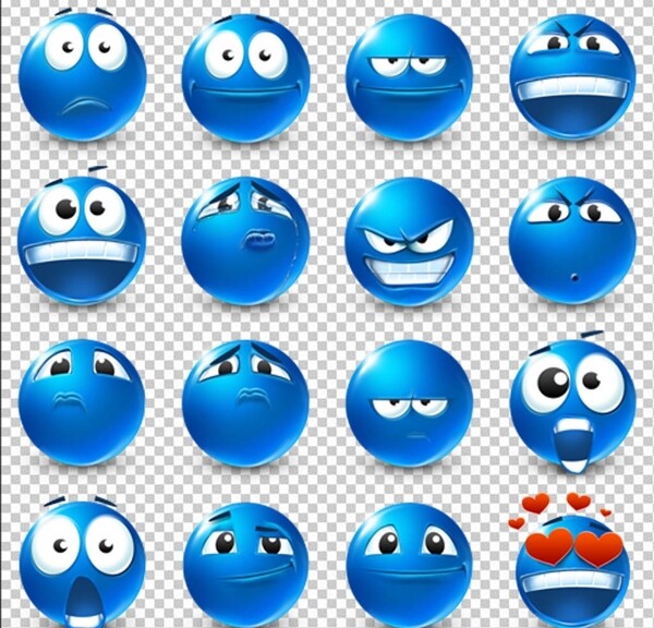 蓝色QQ表情PNG图标