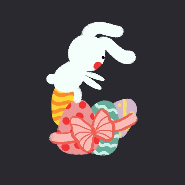 复活节手绘彩色卡通兔子