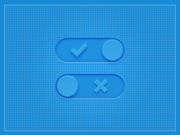 蓝色网页开关滑块按钮设计