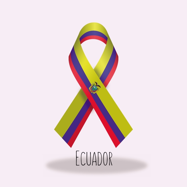 厄瓜多尔国旗丝带设计矢量素材